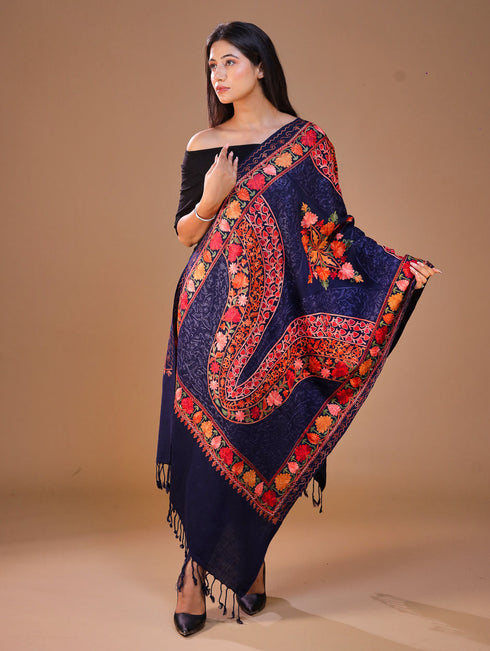 Women's Aari Embroidered Wool Stole